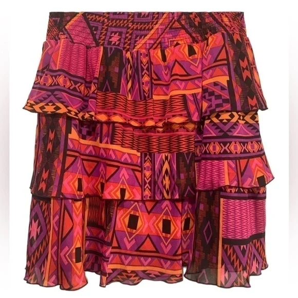 Multicoloured Chiffon Layered Ruffle Skirt - Picture 2 of 4